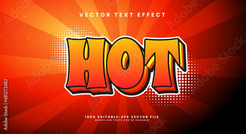 Hot flame editable text style effect. Vector text effect with bright colors that give the impression of being hot.