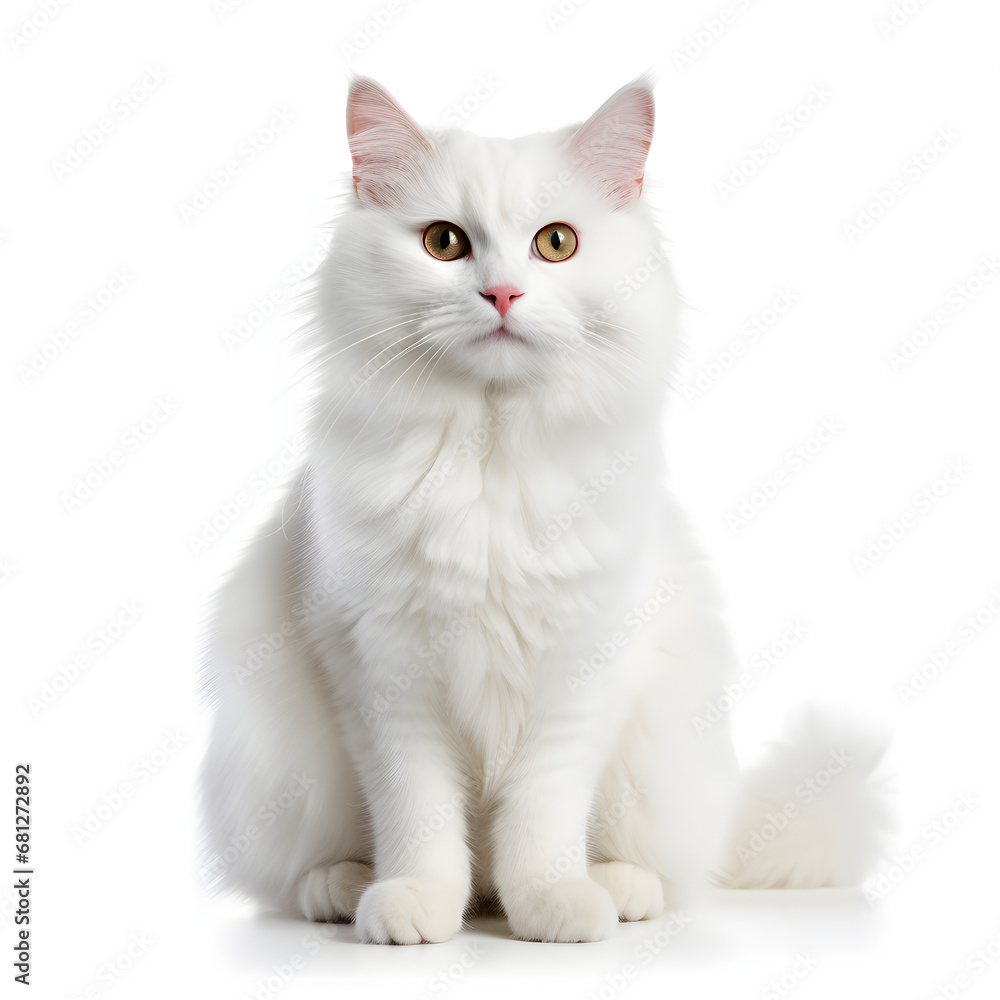 White Cat Kitten Isolated on White Background - Generative AI White Cat Kitten Isolated on White Background - Generative AI
