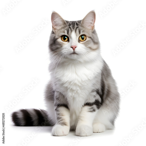 Tabby, Silver, Gray, Cat Kitten Isolated on White Background - Generative AI © MrGeoff