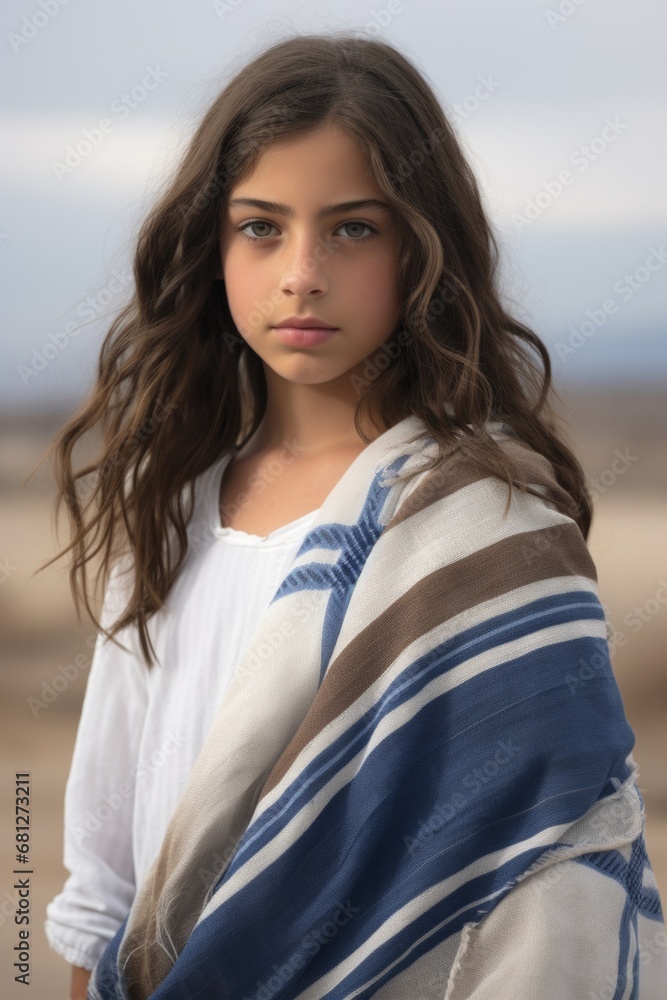 A young girl is wrapped up in a blanket. Generative AI. A young girl is wrapped up in a blanket. Generative AI.