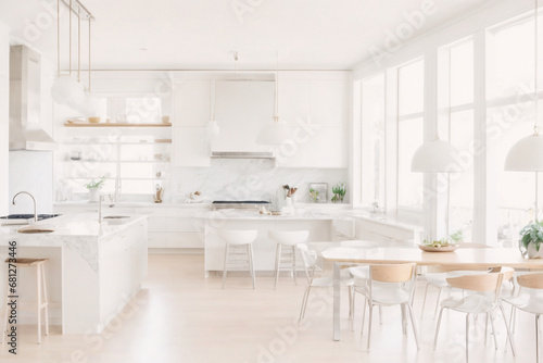 Luxury interior modern minimalist white kitchen design © W2GO