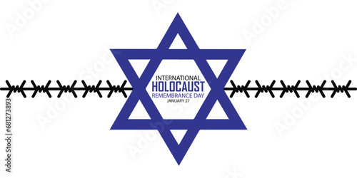 International Holocaust Remembrance Day vector. Star of David . January 27. Important day