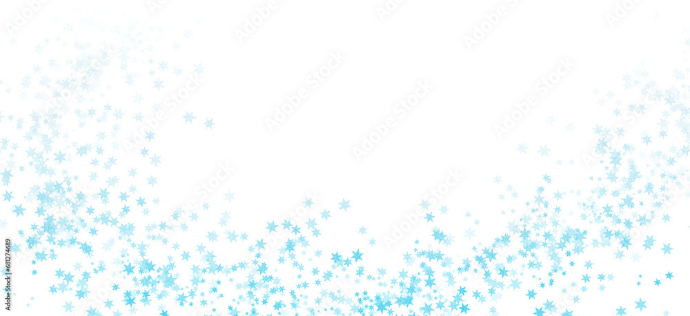 Blue stars glittering overlay winter snow wind border background png illustration