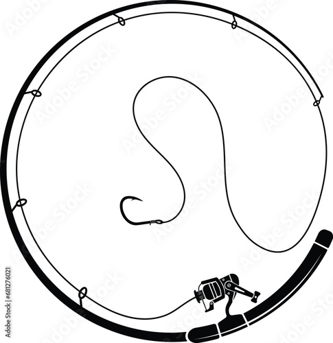 Fishing rod, reel, fishing hook, fishing vector, fishing t-shirt