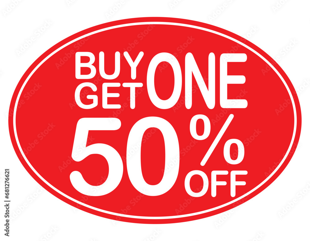 Buy 1 get 1 50% off red label sign. Buy 1 get 1 50% off red banner. Vector Illustration. Buy 1 get 1 50% off red label sign. Buy 1 get 1 50% off red banner. Vector Illustration.