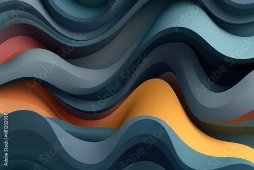 Abstract waves in a gradient of blue to yellow, seamless for modern design backgrounds. photo
