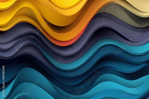Abstract waves in a gradient of blue to yellow, seamless for modern design backgrounds.