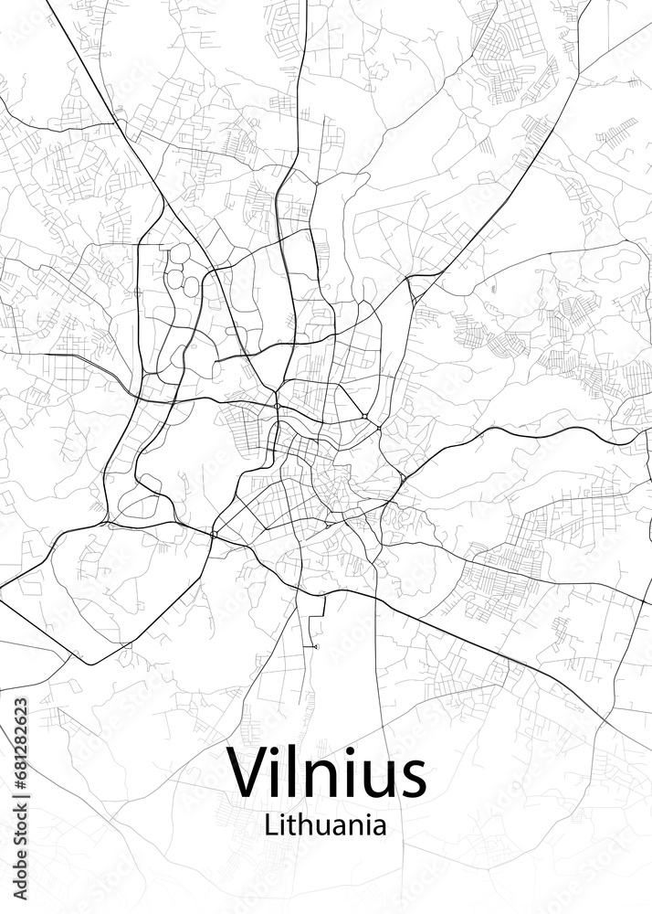 Naklejka premium Vilnius Lithuania minimalist map