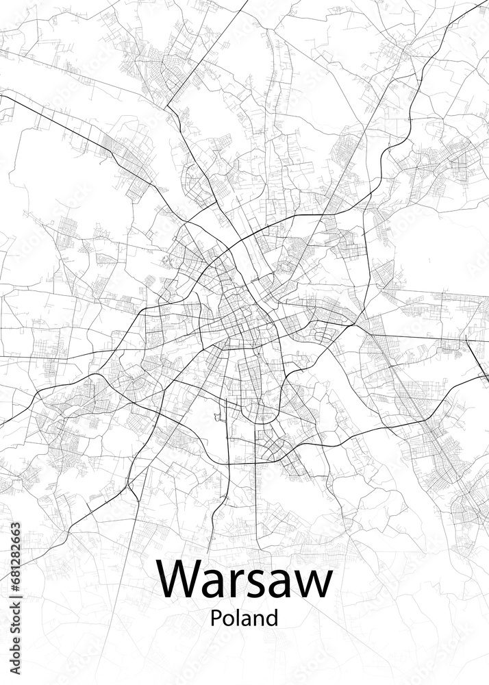 Warsaw Poland minimalist map