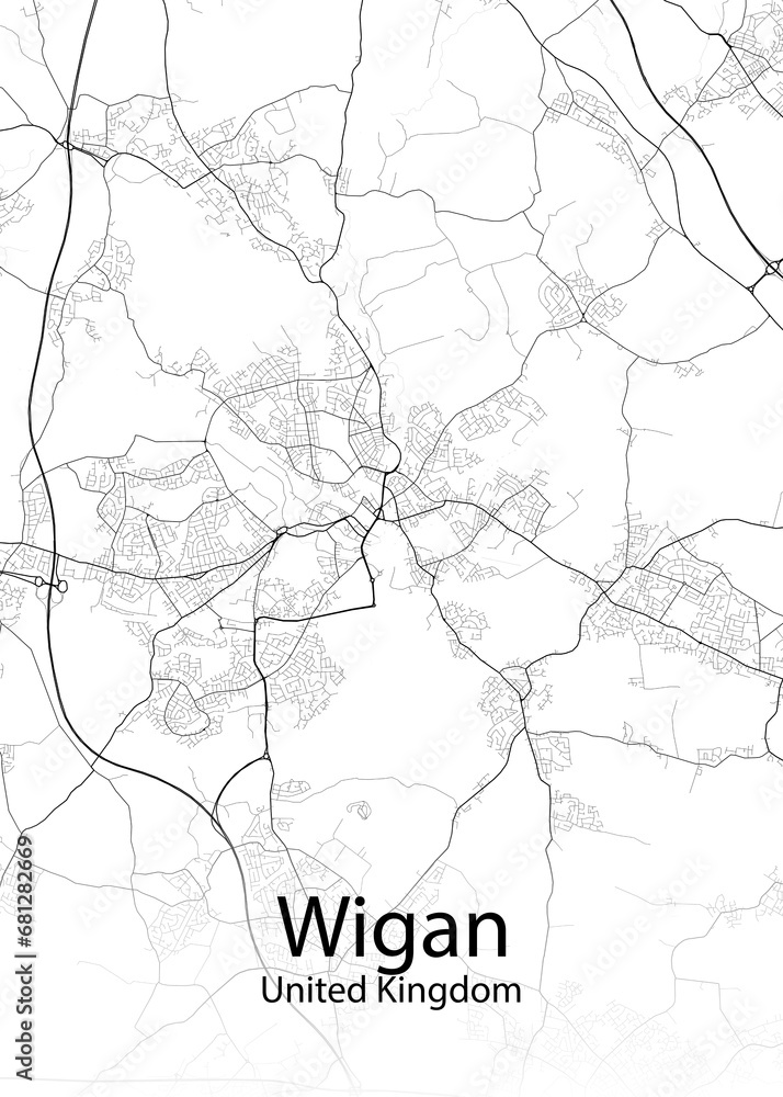 Wigan United Kingdom minimalist map