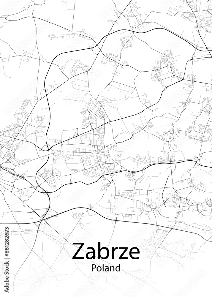 Zabrze Poland minimalist map