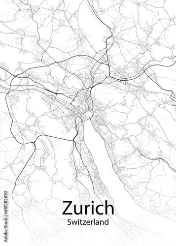 Zurich Switzerland minimalist map