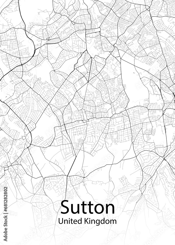 Sutton United Kingdom minimalist map