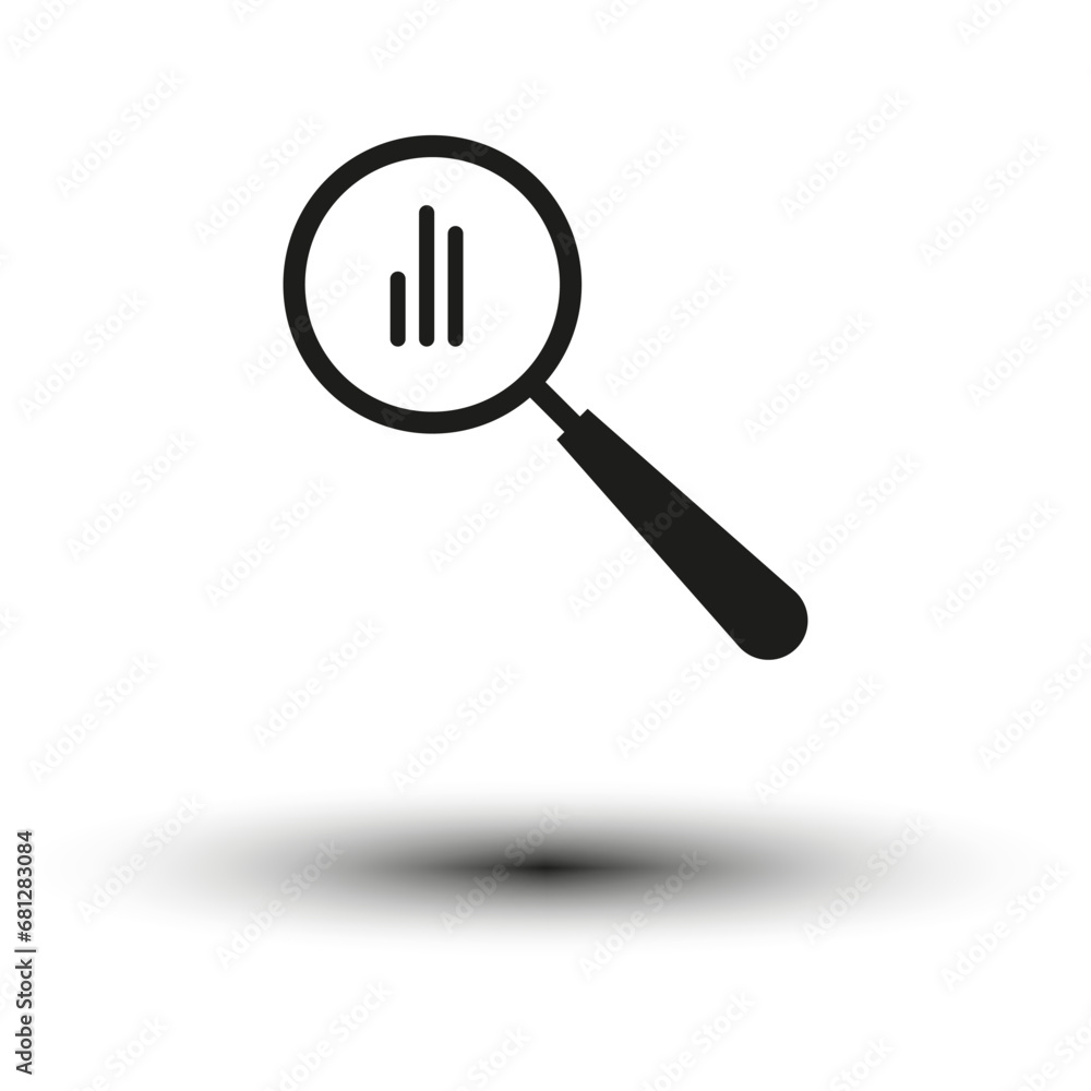 Analyze icon. Magnified rising bars chart icon. Vector illustration. EPS 10. Analyze icon. Magnified rising bars chart icon. Vector illustration. EPS 10.
