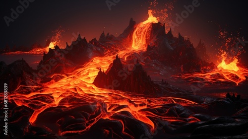 representation of a flowing lava from a volcano AI generated illustration