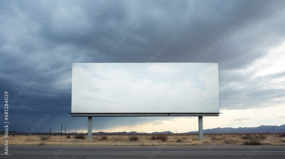 blank billboard against a cloudy sky AI generated illustration blank billboard against a cloudy sky AI generated illustration