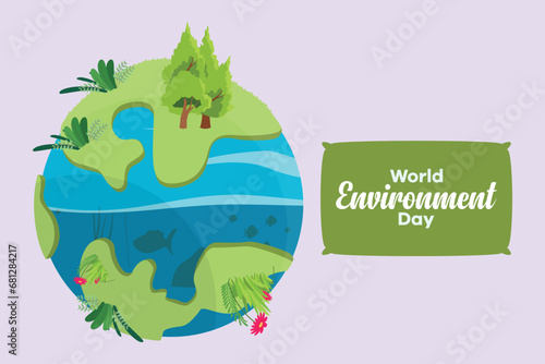 World Environment day. Colored flat vector illustration isolated.