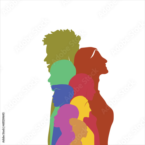 silhouette man and woman diverse and inclusive society, showing togetherness