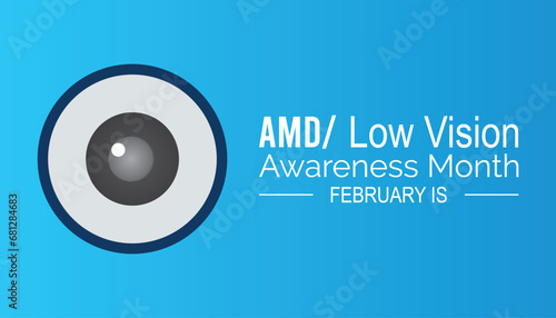Vector illustration on the theme of AMD/Low vision awareness month observed each year during February.banner, Holiday, poster, card and background design.