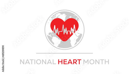 Vector illustration on the theme of National Heart month observed each year during February.banner, Holiday, poster, card and background design.