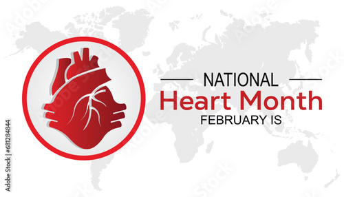 Vector illustration on the theme of National Heart month observed each year during February.banner, Holiday, poster, card and background design.