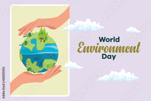 World Environment day. Colored flat vector illustration isolated.