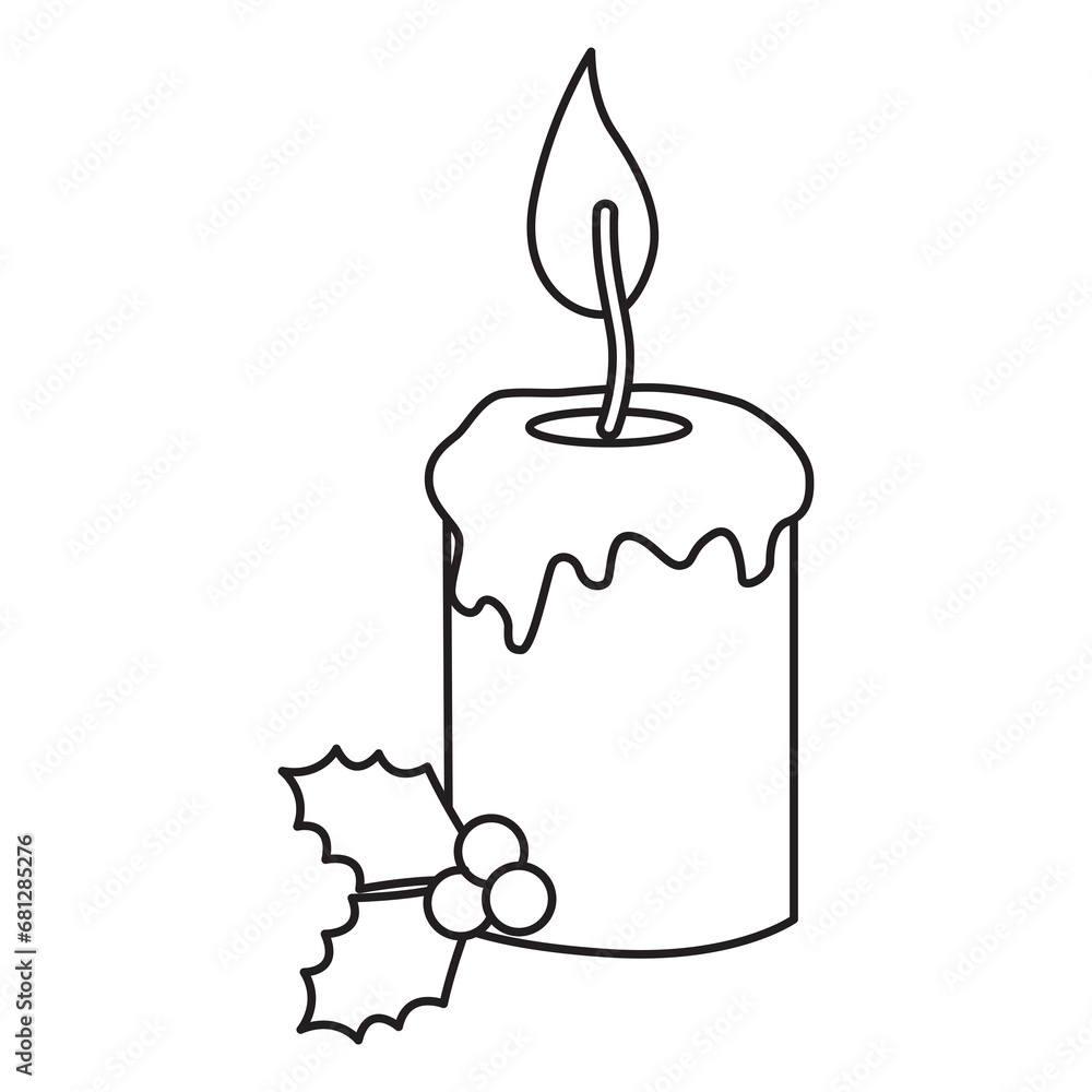 Candle outline illustration with transparent background, suitable for icon, sticker, coloring book and graphic design element Candle outline illustration with transparent background, suitable for icon, sticker, coloring book and graphic design element