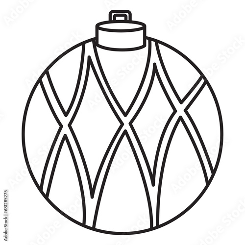 Christmas ball for tree decoration outline with transparent background, suitable for coloring book, sticker and graphic design element