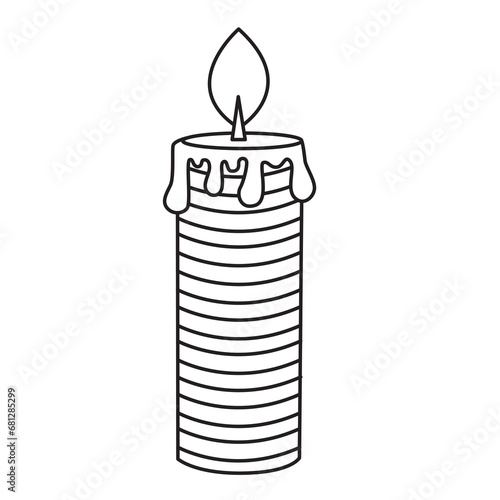 Candle outline illustration with transparent background, suitable for icon, sticker, coloring book and graphic design element