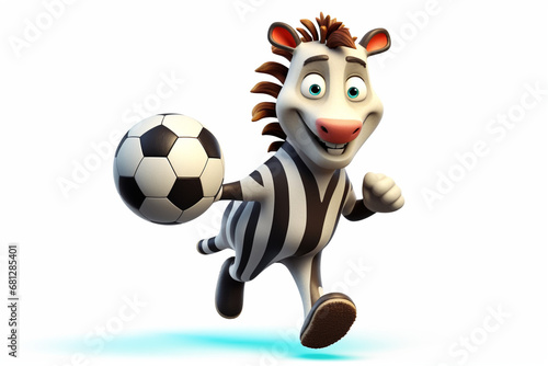cartoon character of a zebra playing football