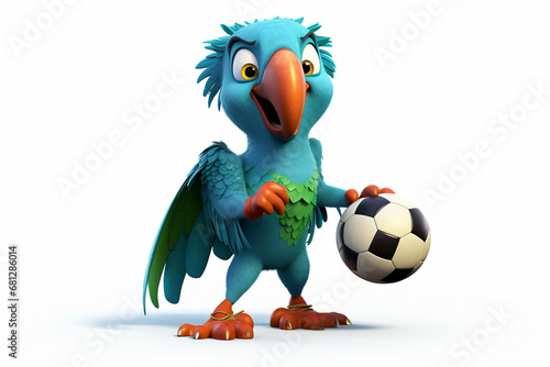 cartoon character of a bird playing football