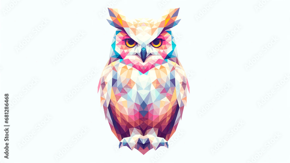 Colorful Polygonal Owl. Type G - Generated by AI