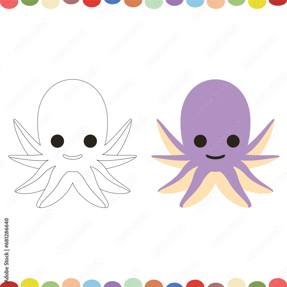 Fototapeta premium vector cute octopus cartoon coloring pages for kids