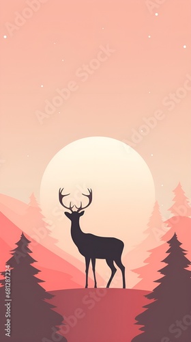 deer in the sunset background vertical