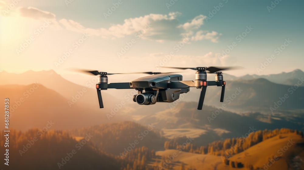 Drones flying in the sky, AI generated Image Drones flying in the sky, AI generated Image