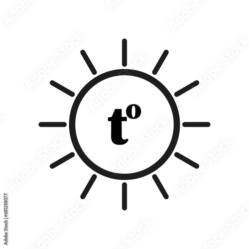 Temperature icon. Good weather symbol. Sun and thermometer icon. Vector illustration. EPS 10.