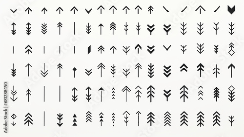 arrow  collection of icons of small black pointer arrows for design isolated on a white background  flat minimalism graphics  set of illustrations