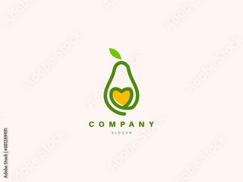 Creative logo avocado and heart icon 