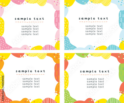 POPでたのしい幾何学模様の水彩フレーム