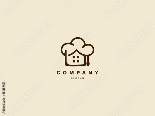 Abstract creative logo chef's hat and home icon
