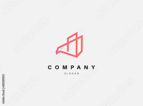 Eagle and city building logo icon 