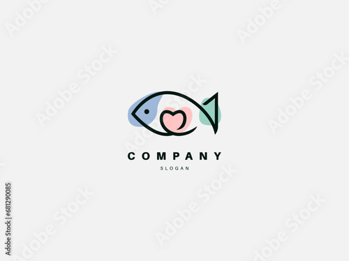 Abstract creative logo fish and love for your company