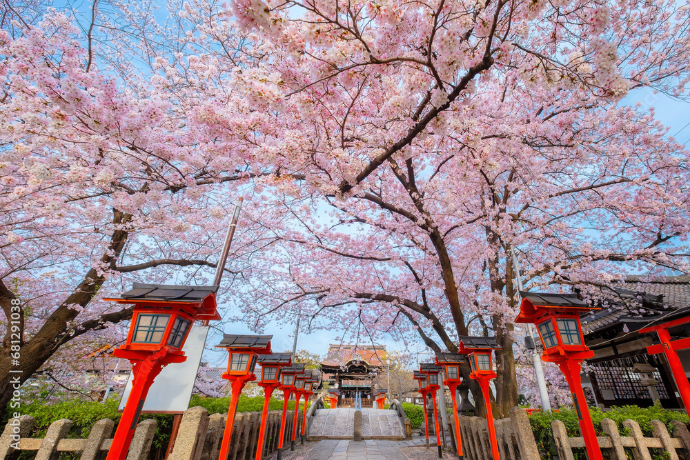 Kyoto, Japan - March 31 2023: Rokusonno shrine built in 963, enshrines MInamota no Tsunemoto the 6th grandson of Emperor Seiwa. It's one of the best cherryblossom viewing spots in Kyoto Kyoto, Japan - March 31 2023: Rokusonno shrine built in 963, enshrines MInamota no Tsunemoto the 6th grandson of Emperor Seiwa. It's one of the best cherryblossom viewing spots in Kyoto