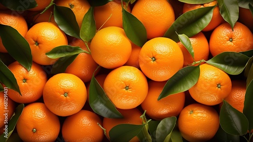 Top-view angle background of tangerine fruits. photo