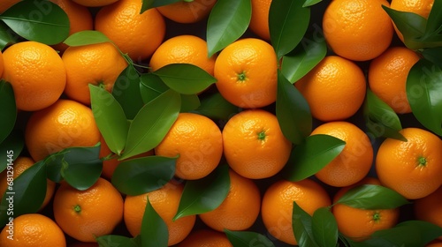 Top-view angle background of tangerine fruits. photo