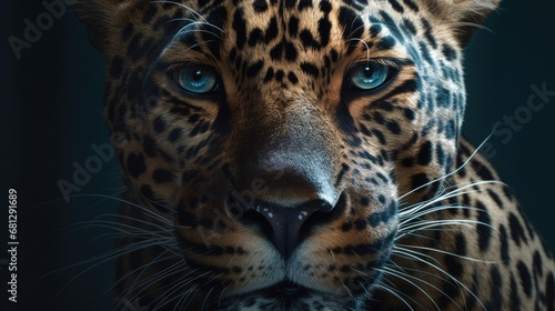 a horizontal close-up of a Jaguar in a Wildlife-themed, realistic illustration in JPG. Generative ai