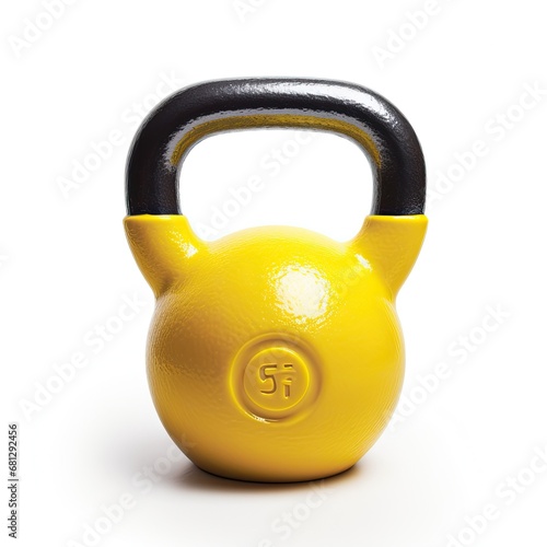 a yellow kettlebell in a side view in an isolated and transparent PNG in a fitness-themed, photorealistic illustration. Generative ai