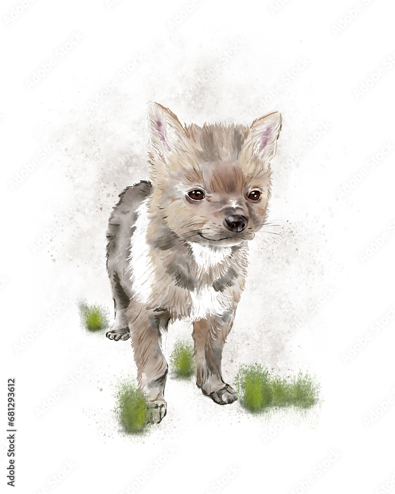 Baby jackal color illustration Baby jackal color illustration