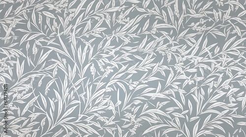 a horizontal format of a leaf pattern on a medium grey background in a floral-themed, graphic illustration in JPG.  Generative ai © Purple Penguin GFX