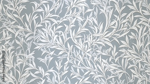 a horizontal format of a leaf pattern on a medium grey background in a floral-themed, graphic illustration in JPG. Generative ai © Purple Penguin GFX